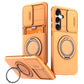 LuxuryKase Magnetic Card Holder Back Cover | Slide Camera Cover Protection | 360° Rotating & 120° Adjustable Kickstand | Shockproof Hard PC Back + Soft TPU Bumper For iPhone & Samsung Series