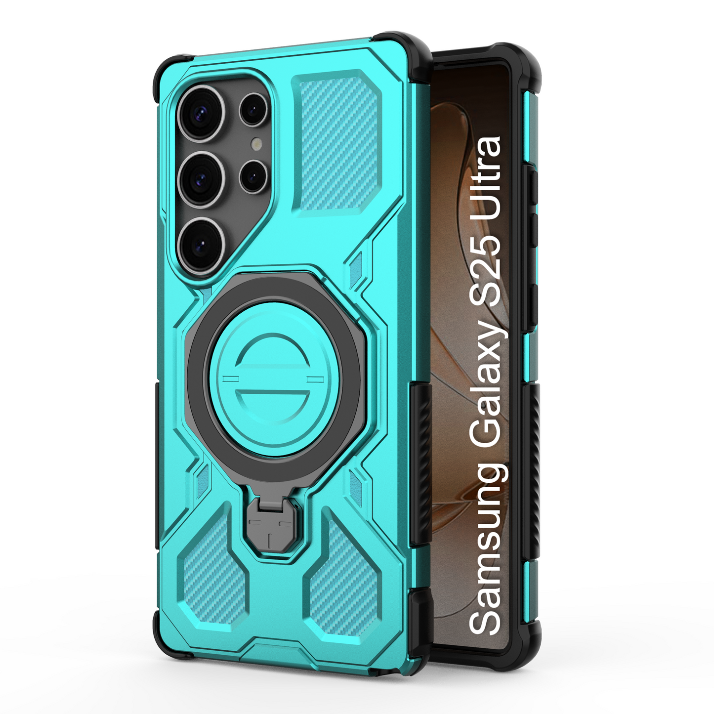 LuxuryKase Armour Ring Stand Case | 360° Rotating Kickstand | Heavy Duty Protection | Rugged Hybrid TPU+PC Design | Camera Protection | MagSafe Compatible For iPhone & Samsung Series