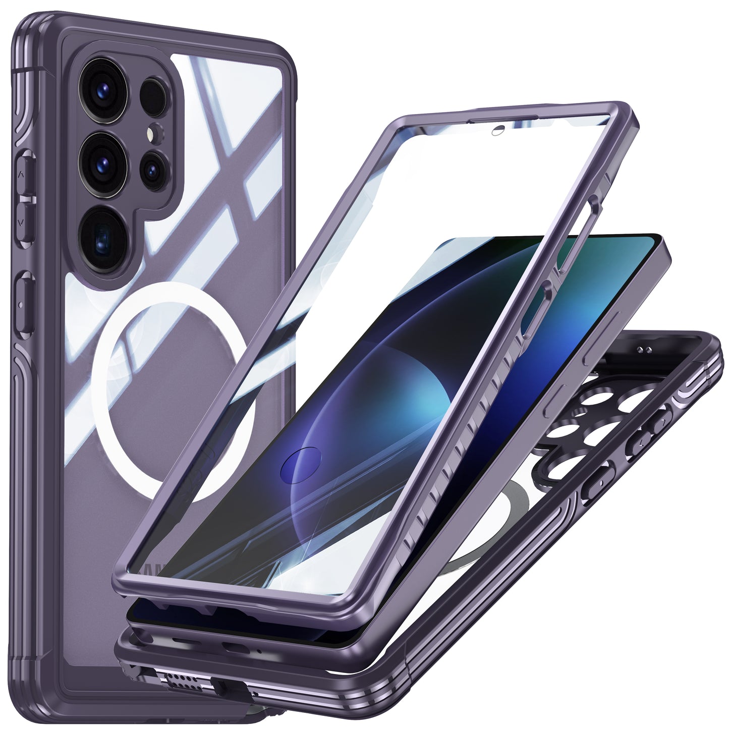 LuxuryKase Shockproof Front & Back Cover with Full Body Protection | Strong Grip | Camera & Screen Guard | Wireless Charging Support | Durable TPU+PC Design Cover For iPhone & Samsung Series