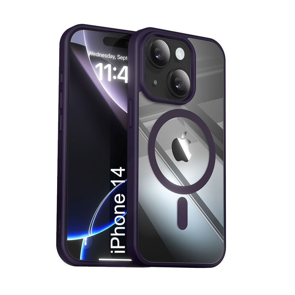 LuxuryKase Mag-Safe Compatible Transparent Back Case with Shockproof Bumper | Raised Camera Protection | Slim Fit Design | Wireless Charging Support For iPhone & Samsung Series