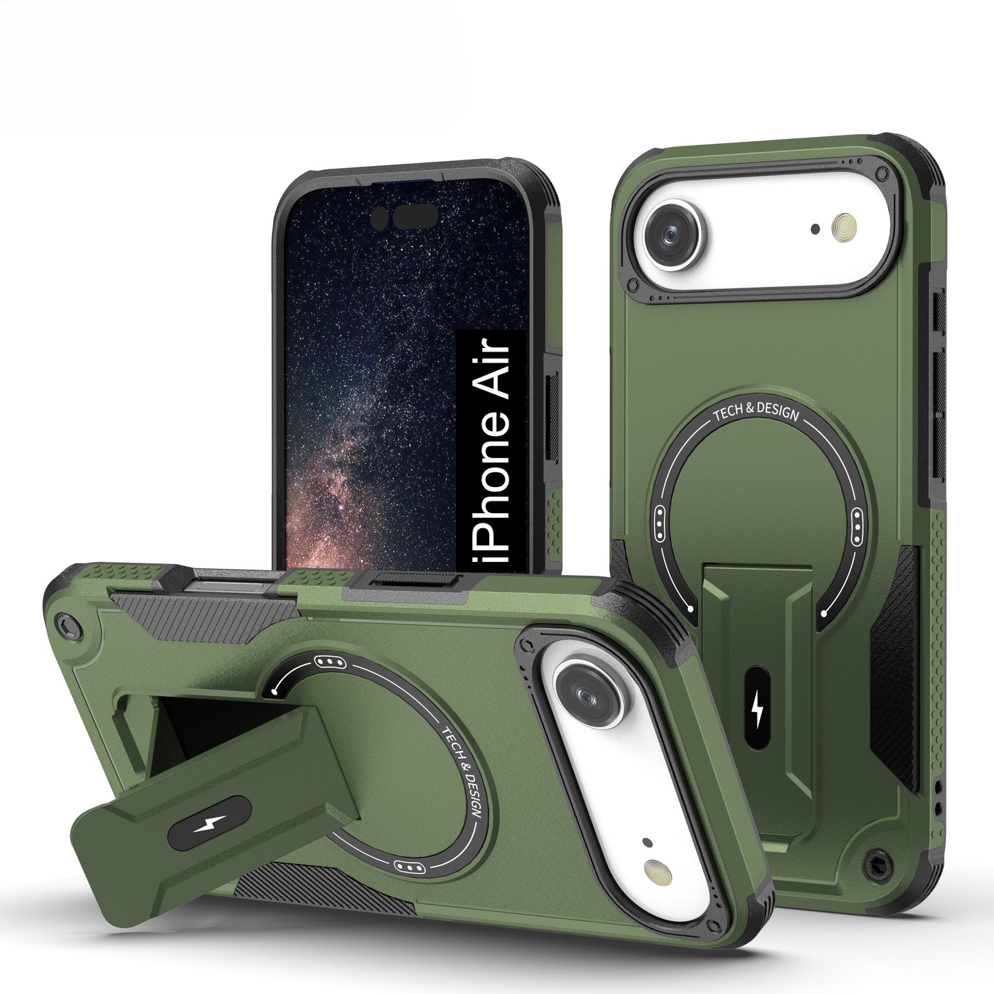 US LITE Back Cover with Portable Kickstand | Mag-Safe Compatible Magnetic Case | Shockproof Military Grade Protection | Rugged Armor Design Phone Cover For iPhone & Samsung