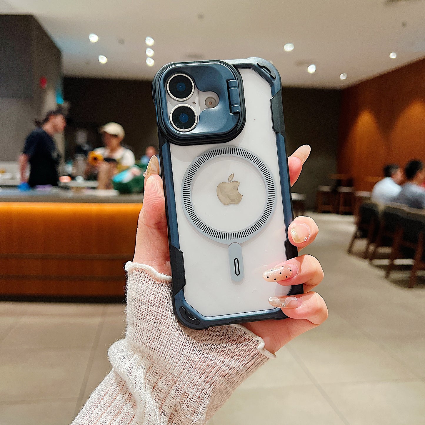 LuxuryKase LK164 Invisible Stand Transparent Magnetic Mag-Safe Wireless Charger Case Cover For iPhone