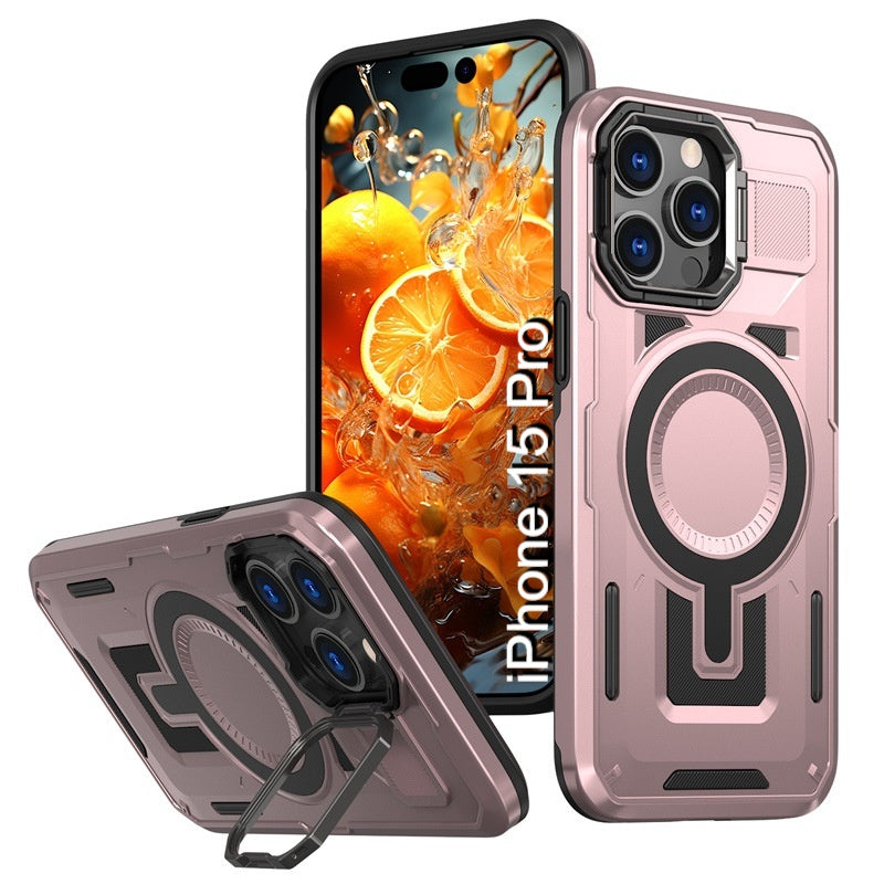 LuxuryKase Rugged Shockproof Magnetic Case with Kickstand | Dual Layer TPU+PC Protection | Mag-Safe Compatible | Camera Guard | Extreme Drop Resistance For iPhone Series