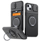 LuxuryKase Magnetic Card Holder Back Cover | Slide Camera Cover Protection | 360° Rotating & 120° Adjustable Kickstand | Shockproof Hard PC Back + Soft TPU Bumper For iPhone & Samsung Series
