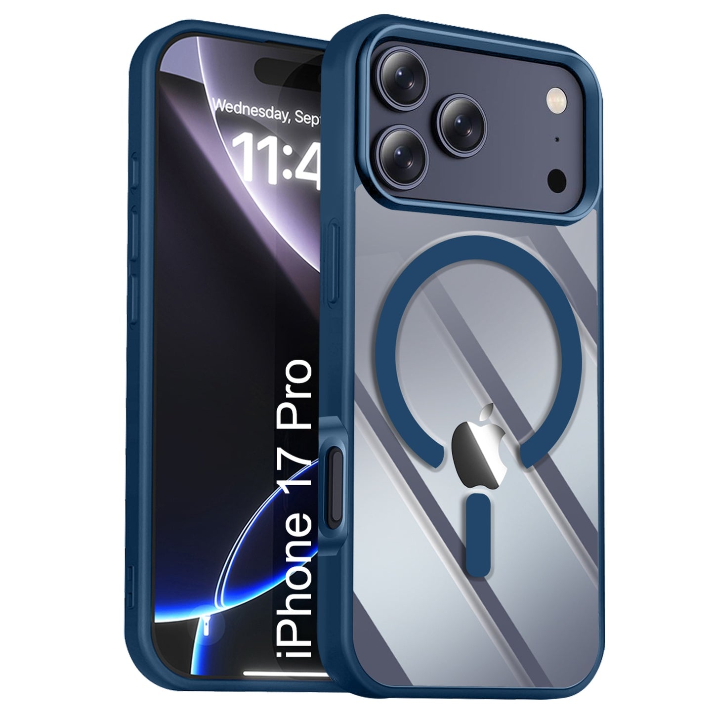 LuxuryKase Mag-Safe Compatible Transparent Back Case with Shockproof Bumper | Raised Camera Protection | Slim Fit Design | Wireless Charging Support For iPhone & Samsung Series