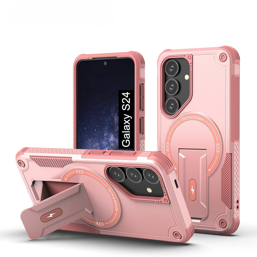 US LITE Back Cover with Portable Kickstand | Mag-Safe Compatible Magnetic Case | Shockproof Military Grade Protection | Rugged Armor Design Phone Cover For iPhone & Samsung
