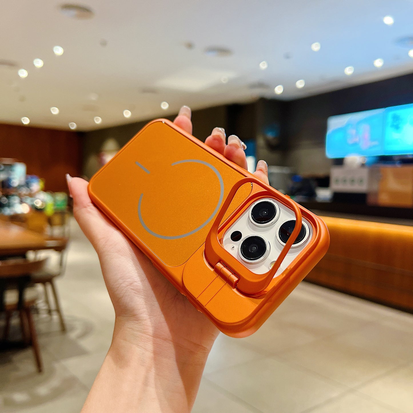 LuxuryKase Premium Glass Case | Built-in Camera Stand | Hard PC & Glass | MagSafe Compatible | Raised Edges for Camera & Screen Protection | Shockproof Design For iPhone