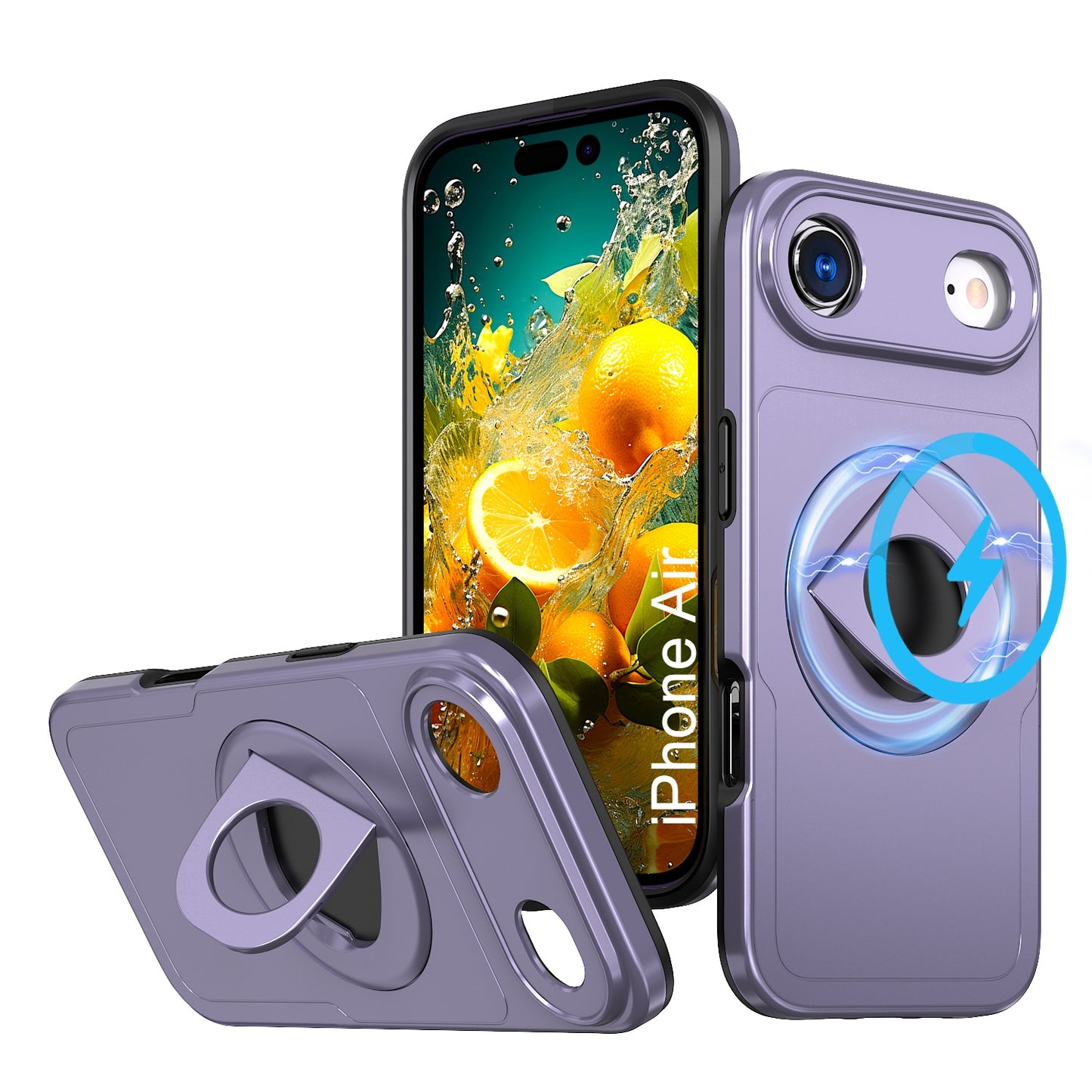 LuxuryKase Shockproof Rugged Back Cover | Heavy Duty Armor Case with MagSafe Compatible 360° Ring Holder | Finger Ring Kickstand | Drop Protection For iPhone & Samsung Series
