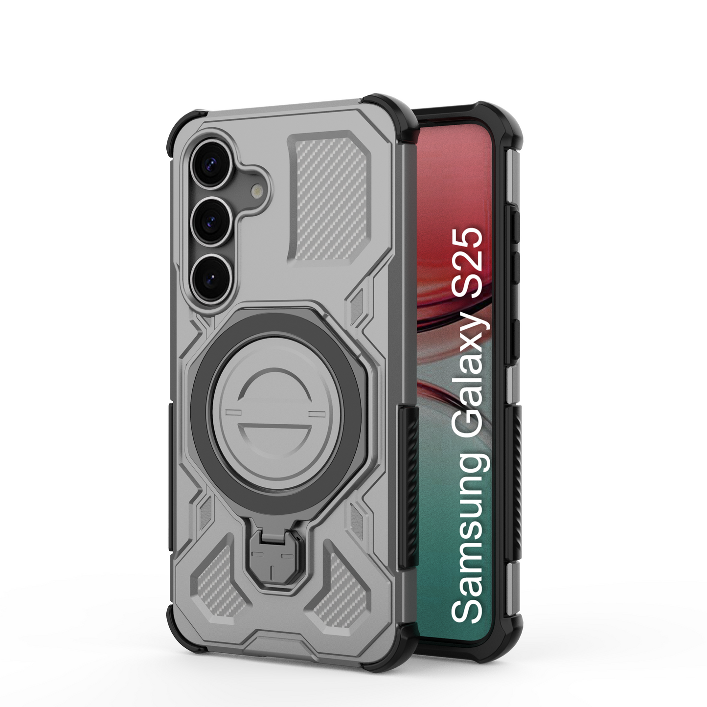LuxuryKase Armour Ring Stand Case | 360° Rotating Kickstand | Heavy Duty Protection | Rugged Hybrid TPU+PC Design | Camera Protection | MagSafe Compatible For iPhone & Samsung Series