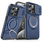 LuxuryKase Shockproof Magnetic Case with Slide Camera Cover | 360° Rotating Ring Kickstand | Mag-Safe Compatible | Rugged Armor Protection For iPhone Series