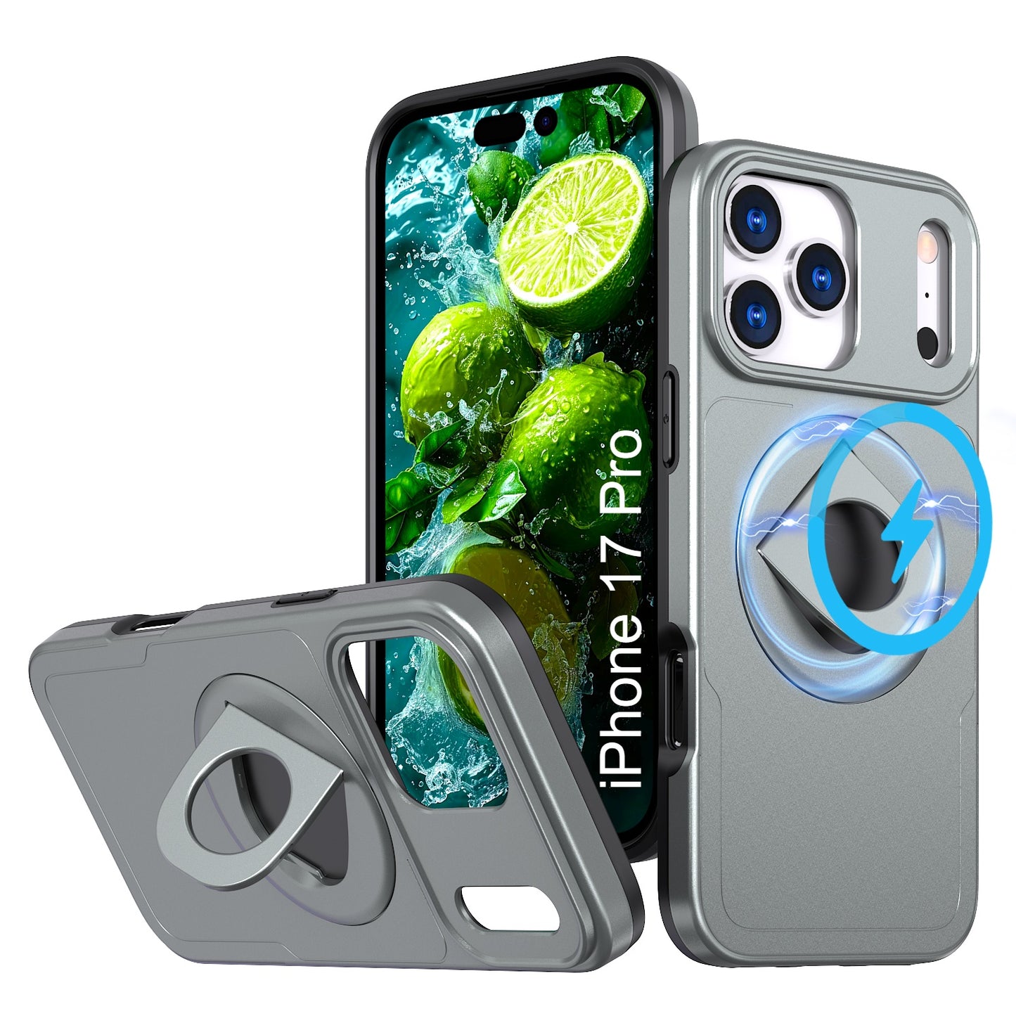 LuxuryKase Shockproof Rugged Back Cover | Heavy Duty Armor Case with MagSafe Compatible 360° Ring Holder | Finger Ring Kickstand | Drop Protection For iPhone & Samsung Series