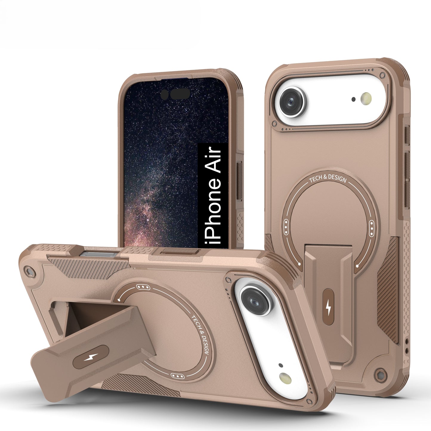 US LITE Back Cover with Portable Kickstand | Mag-Safe Compatible Magnetic Case | Shockproof Military Grade Protection | Rugged Armor Design Phone Cover For iPhone & Samsung