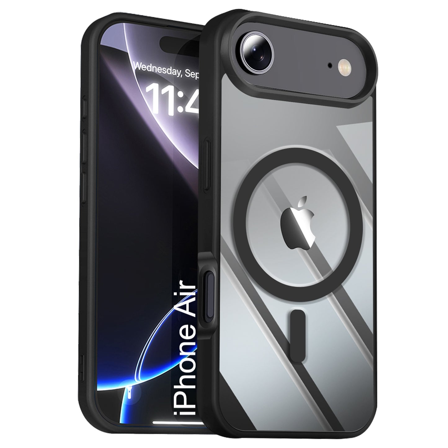 LuxuryKase Mag-Safe Compatible Transparent Back Case with Shockproof Bumper | Raised Camera Protection | Slim Fit Design | Wireless Charging Support For iPhone & Samsung Series