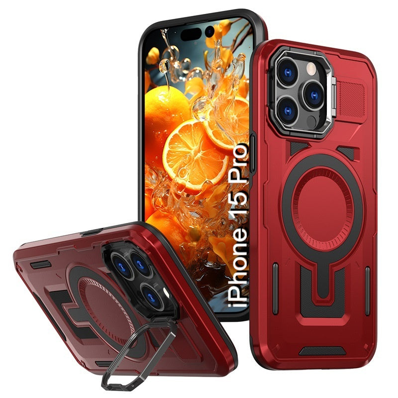 LuxuryKase Rugged Shockproof Magnetic Case with Kickstand | Dual Layer TPU+PC Protection | Mag-Safe Compatible | Camera Guard | Extreme Drop Resistance For iPhone Series