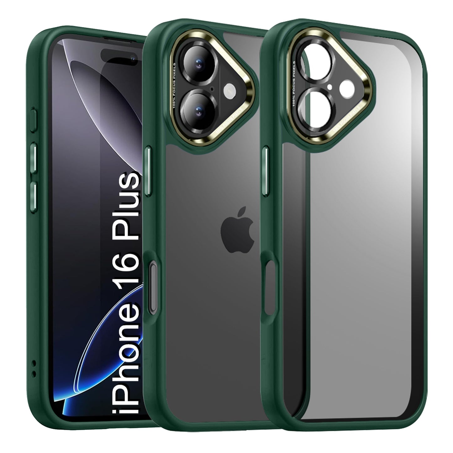LuxuryKase Shockproof Transparent Back Cover Case | Anti-Scratch Hard PC Back | Soft TPU Bumper | Camera Protection | Slim Fit Design Case For iPhone 16 & 16 Plus