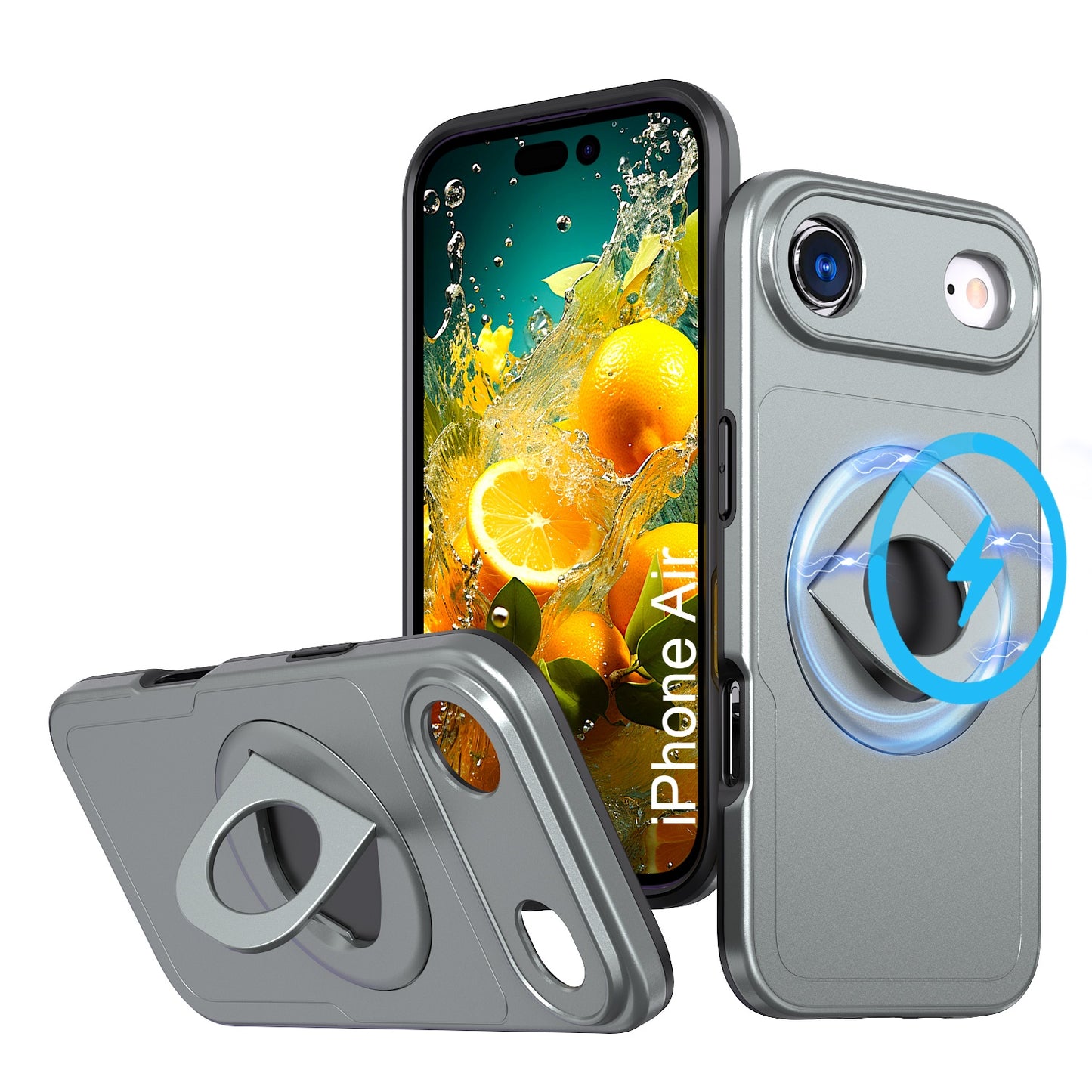 LuxuryKase Shockproof Rugged Back Cover | Heavy Duty Armor Case with MagSafe Compatible 360° Ring Holder | Finger Ring Kickstand | Drop Protection For iPhone & Samsung Series