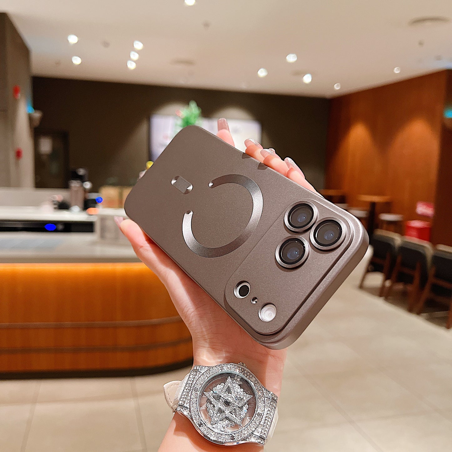 LuxuryKase LK022 Compatible Mag-Safe Magnetic Wireless Charging Matte Shockproof Silicone Case With Lens Protector Glass For iPhone