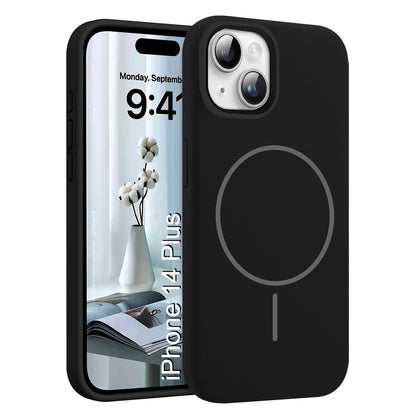 LuxuryKase Silicone Magnetic Case with Soft Microfiber Lining | Mag-Safe Support | Shockproof Protective Cover | Precise Cutouts | Slim Fit Design For iPhone