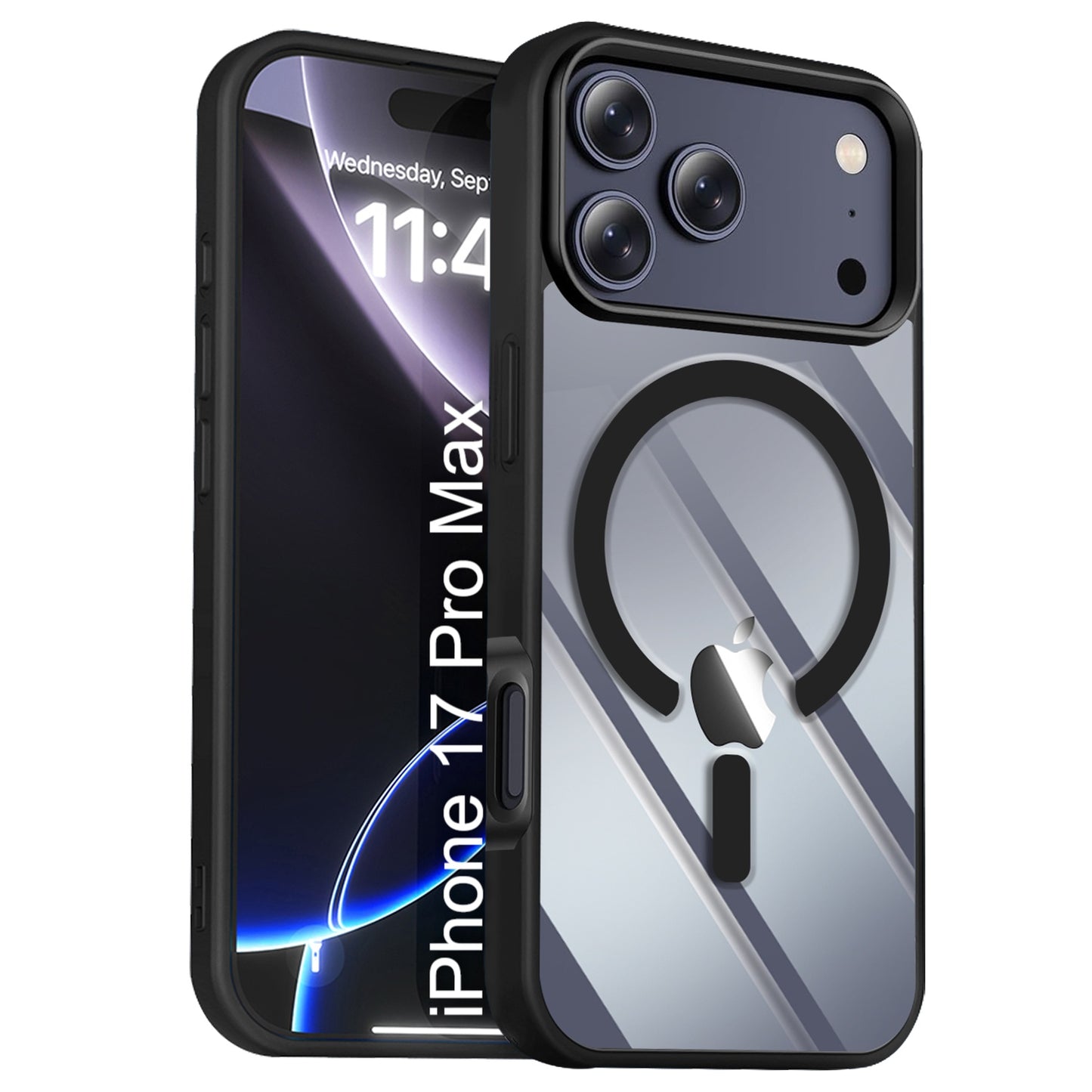 LuxuryKase Mag-Safe Compatible Transparent Back Case with Shockproof Bumper | Raised Camera Protection | Slim Fit Design | Wireless Charging Support For iPhone & Samsung Series