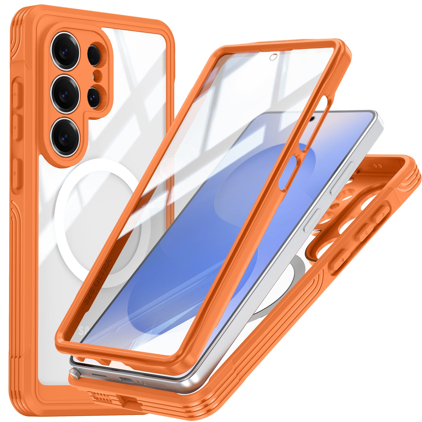 LuxuryKase Shockproof Front & Back Cover with Full Body Protection | Strong Grip | Camera & Screen Guard | Wireless Charging Support | Durable TPU+PC Design Cover For iPhone & Samsung Series
