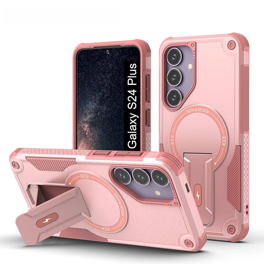 US LITE Back Cover with Portable Kickstand | Mag-Safe Compatible Magnetic Case | Shockproof Military Grade Protection | Rugged Armor Design Phone Cover For iPhone & Samsung