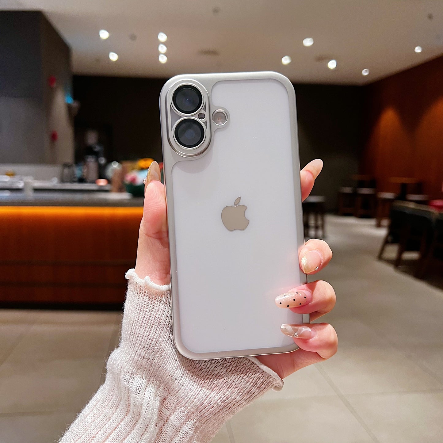 LuxuryKase Hybrid Frosted Clear Case | Matte Hard Back Cover | Metallic Frame | Shockproof Slim Design | Anti-Fingerprint | In-Built Camera Lens Protection For iPhone