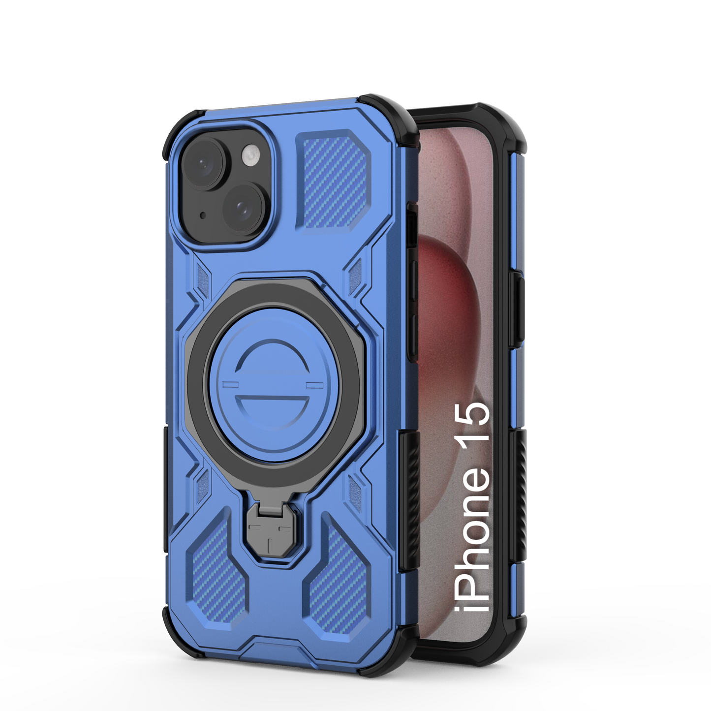 LuxuryKase Armour Ring Stand Case | 360° Rotating Kickstand | Heavy Duty Protection | Rugged Hybrid TPU+PC Design | Camera Protection | MagSafe Compatible For iPhone & Samsung Series