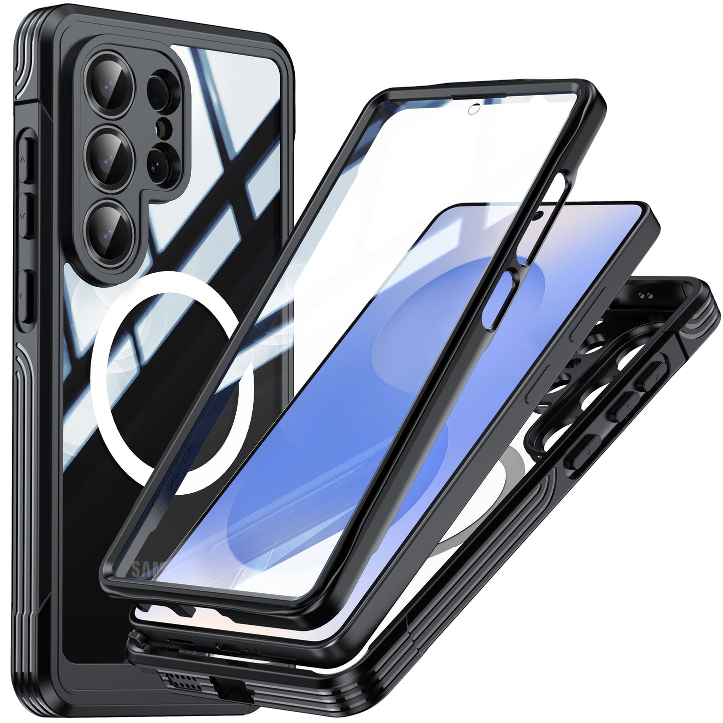 LuxuryKase Shockproof Front & Back Cover with Full Body Protection | Strong Grip | Camera & Screen Guard | Wireless Charging Support | Durable TPU+PC Design Cover For iPhone & Samsung Series