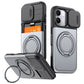 LuxuryKase Magnetic Card Holder Back Cover | Slide Camera Cover Protection | 360° Rotating & 120° Adjustable Kickstand | Shockproof Hard PC Back + Soft TPU Bumper For iPhone & Samsung Series
