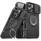 LuxuryKase Shockproof Magnetic Case with Slide Camera Cover | 360° Rotating Ring Kickstand | Mag-Safe Compatible | Rugged Armor Protection For iPhone Series