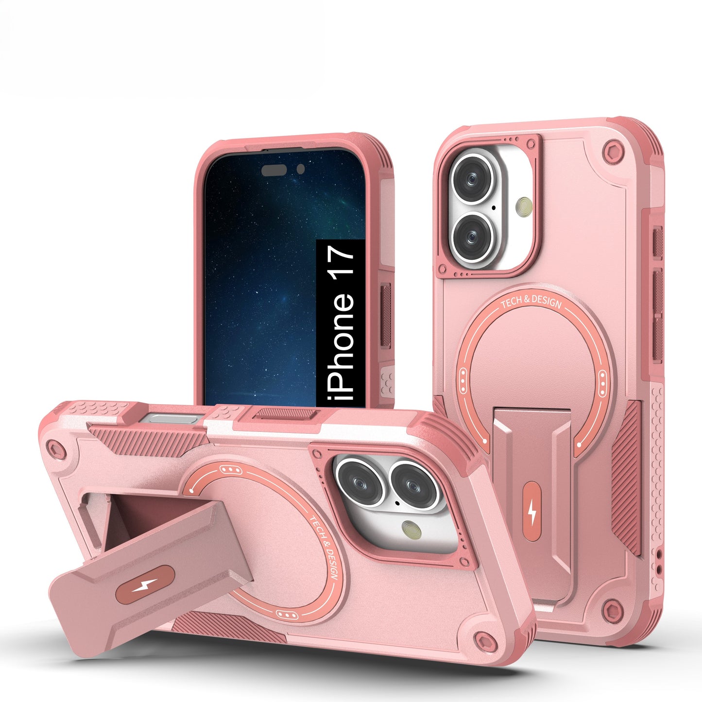 US LITE Back Cover with Portable Kickstand | Mag-Safe Compatible Magnetic Case | Shockproof Military Grade Protection | Rugged Armor Design Phone Cover For iPhone & Samsung