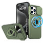 LuxuryKase Mag-Safe Shockproof Rugged Back Case with Finger Ring Kickstand & Sliding Camera Cover | Military Drop Protection | Wireless Charging Support For iPhone Series
