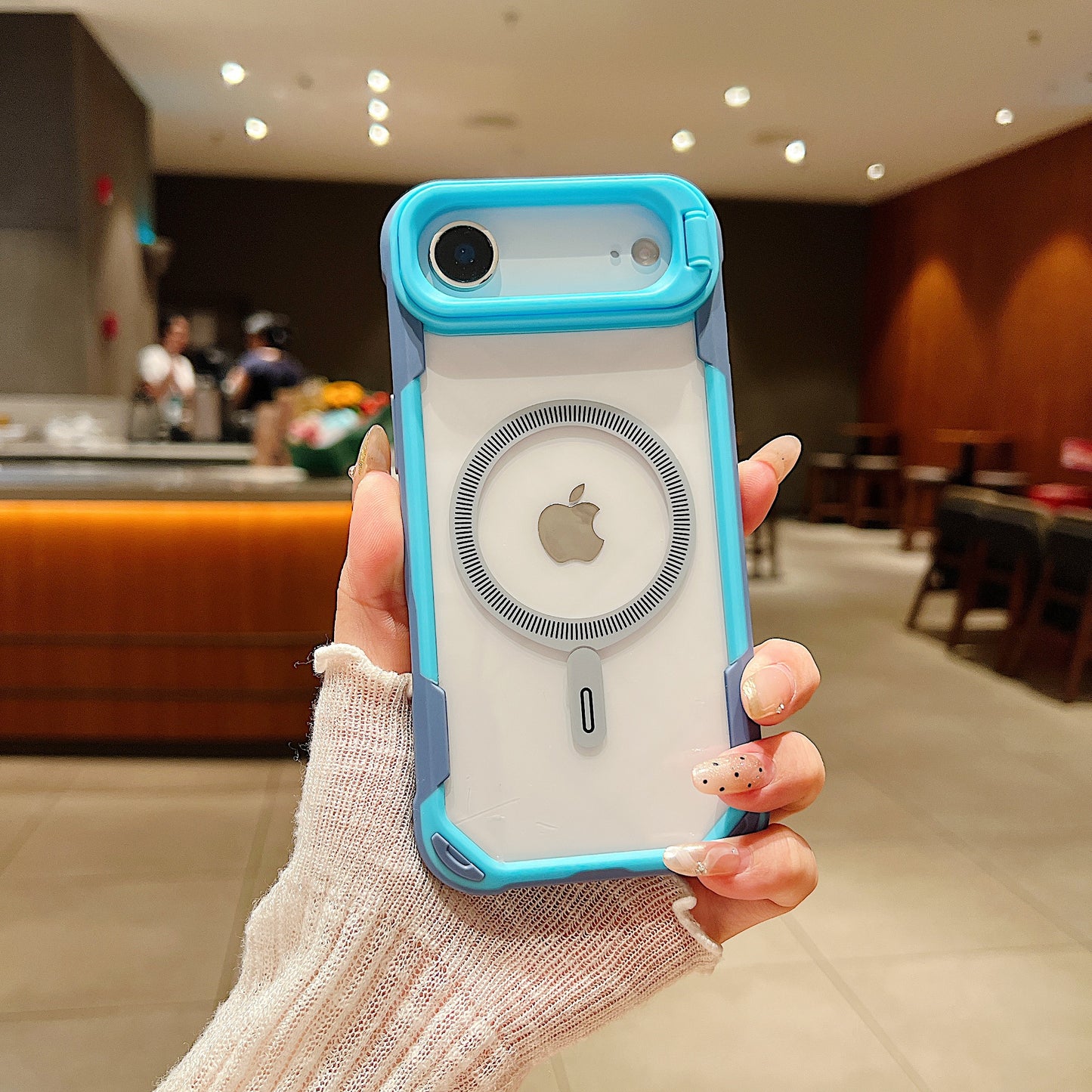 LuxuryKase LK164 Invisible Stand Transparent Magnetic Mag-Safe Wireless Charger Case Cover For iPhone