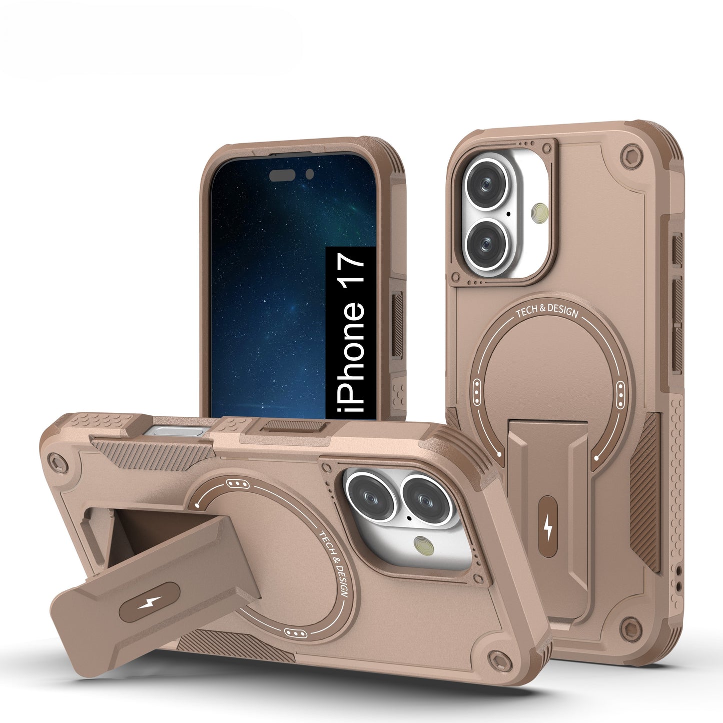 US LITE Back Cover with Portable Kickstand | Mag-Safe Compatible Magnetic Case | Shockproof Military Grade Protection | Rugged Armor Design Phone Cover For iPhone & Samsung