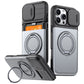 LuxuryKase Magnetic Card Holder Back Cover | Slide Camera Cover Protection | 360° Rotating & 120° Adjustable Kickstand | Shockproof Hard PC Back + Soft TPU Bumper For iPhone & Samsung Series