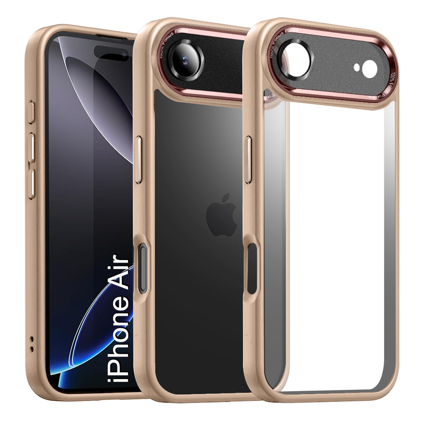 LuxuryKase Shockproof Transparent Back Cover Case | Anti-Scratch Hard PC Back | Soft TPU Bumper | Camera Protection | Slim Fit Design Case For iPhone