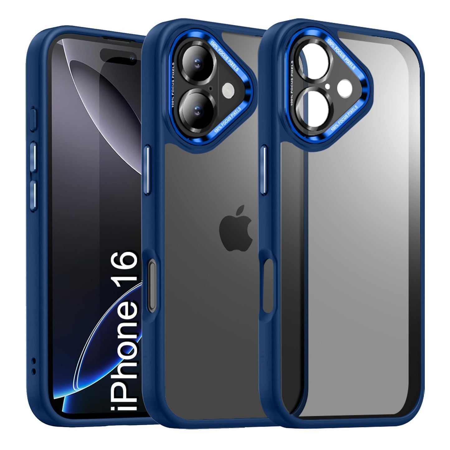 LuxuryKase Shockproof Transparent Back Cover Case | Anti-Scratch Hard PC Back | Soft TPU Bumper | Camera Protection | Slim Fit Design Case For iPhone 16 & 16 Plus