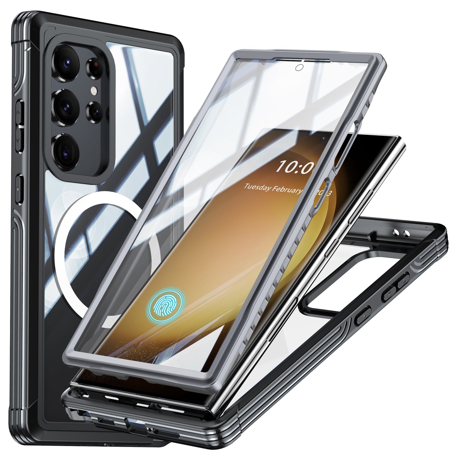 LuxuryKase Shockproof Front & Back Cover with Full Body Protection | Strong Grip | Camera & Screen Guard | Wireless Charging Support | Durable TPU+PC Design Cover For iPhone & Samsung Series