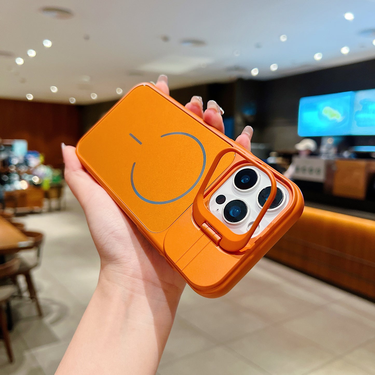 LuxuryKase Premium Glass Case | Built-in Camera Stand | Hard PC & Glass | MagSafe Compatible | Raised Edges for Camera & Screen Protection | Shockproof Design For iPhone
