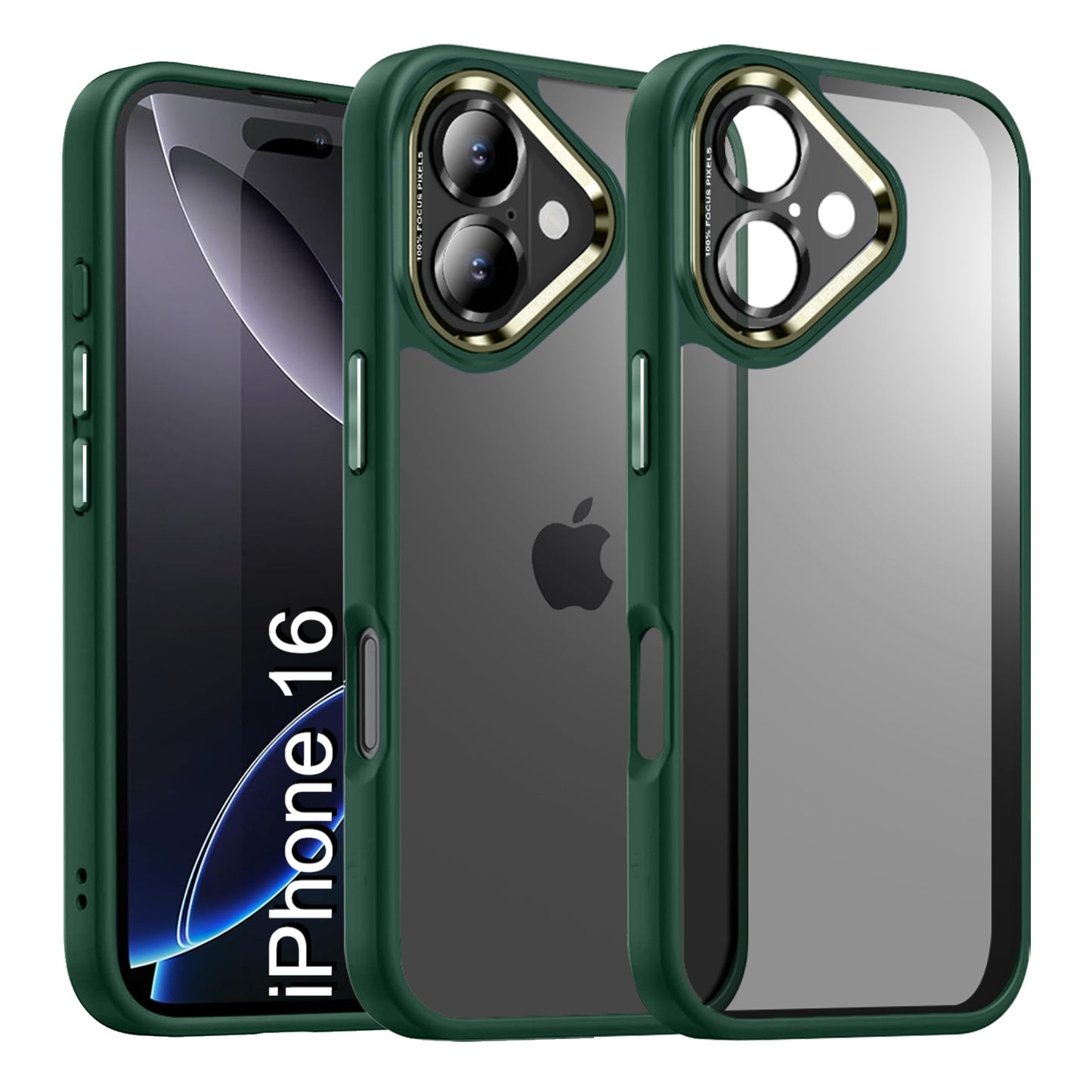 LuxuryKase Shockproof Transparent Back Cover Case | Anti-Scratch Hard PC Back | Soft TPU Bumper | Camera Protection | Slim Fit Design Case For iPhone 16 & 16 Plus