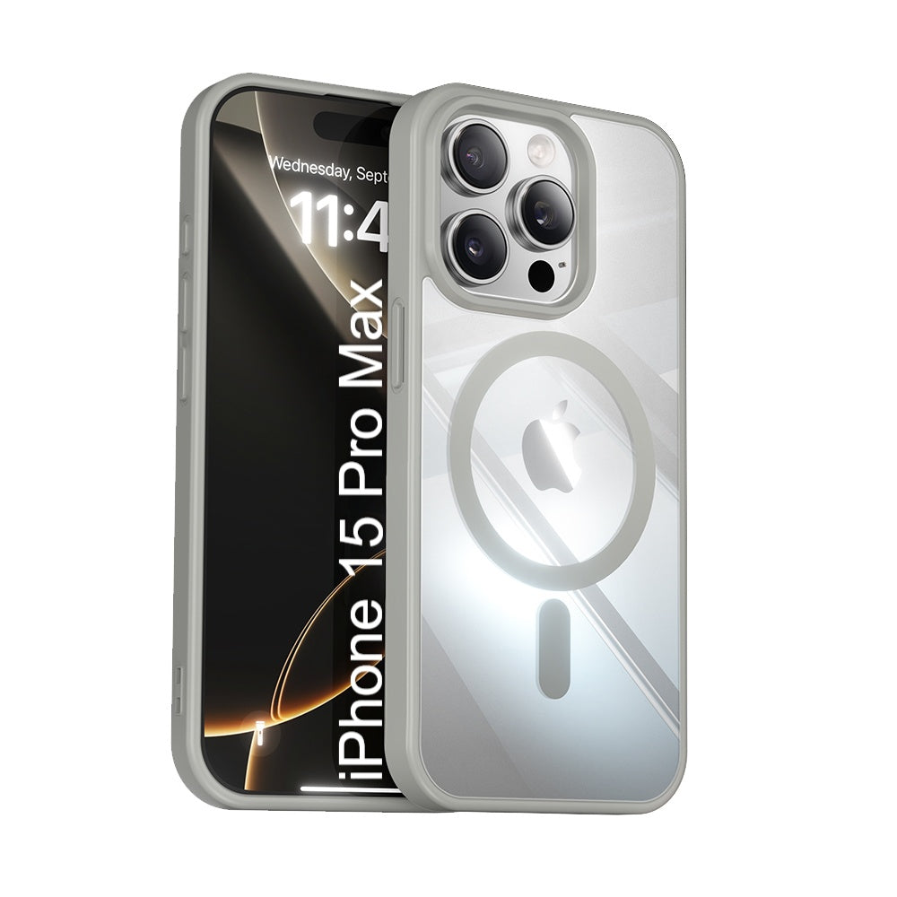 LuxuryKase Mag-Safe Compatible Transparent Back Case with Shockproof Bumper | Raised Camera Protection | Slim Fit Design | Wireless Charging Support For iPhone & Samsung Series