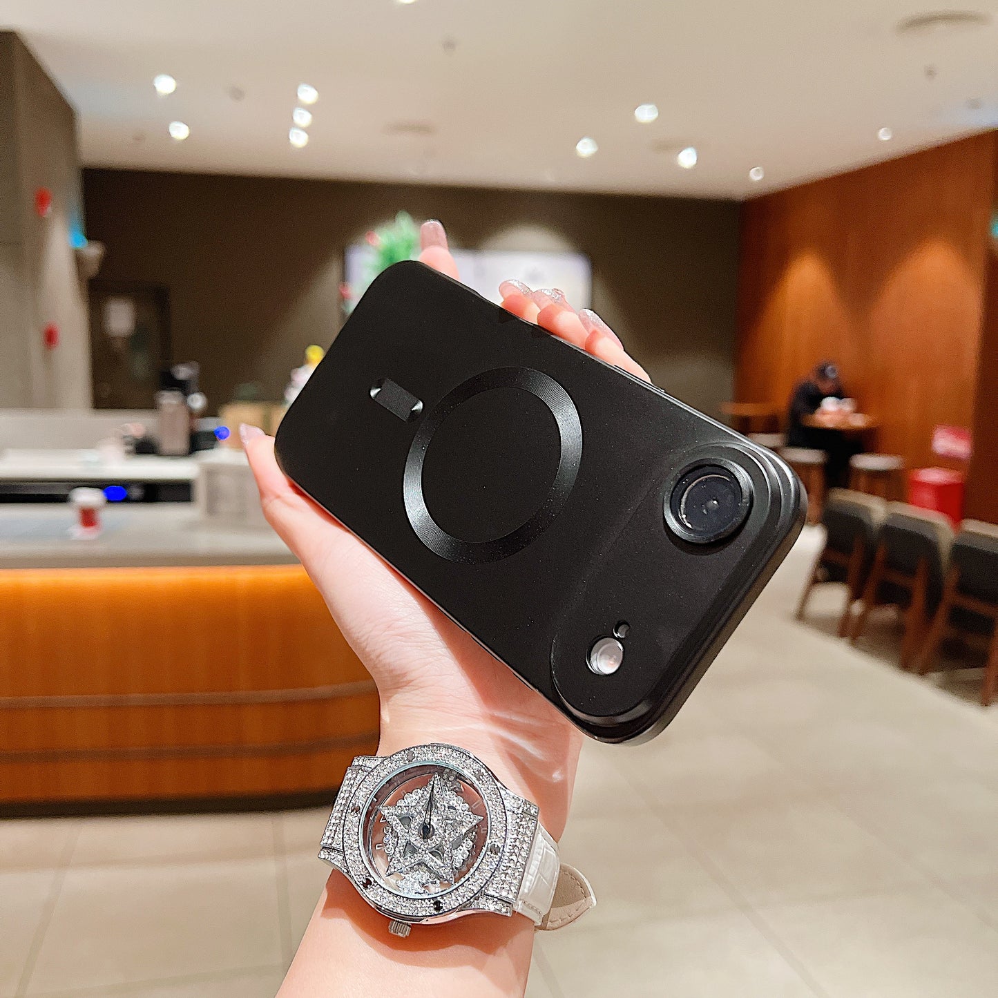 LuxuryKase LK022 Compatible Mag-Safe Magnetic Wireless Charging Matte Shockproof Silicone Case With Lens Protector Glass For iPhone