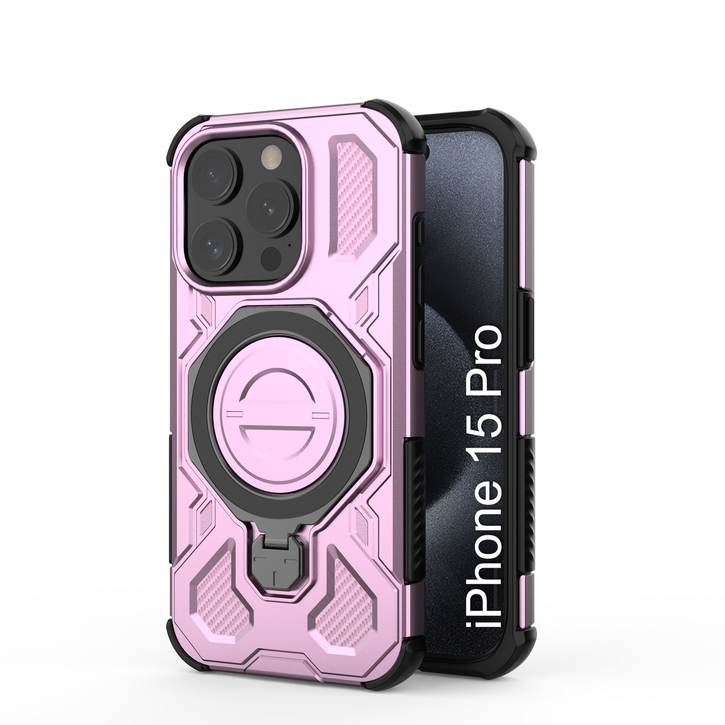 LuxuryKase Armour Ring Stand Case | 360° Rotating Kickstand | Heavy Duty Protection | Rugged Hybrid TPU+PC Design | Camera Protection | MagSafe Compatible For iPhone & Samsung Series