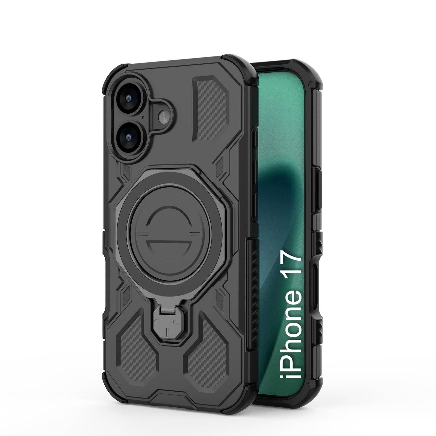 LuxuryKase Armour Ring Stand Case | 360° Rotating Kickstand | Heavy Duty Protection | Rugged Hybrid TPU+PC Design | Camera Protection | MagSafe Compatible For iPhone & Samsung Series