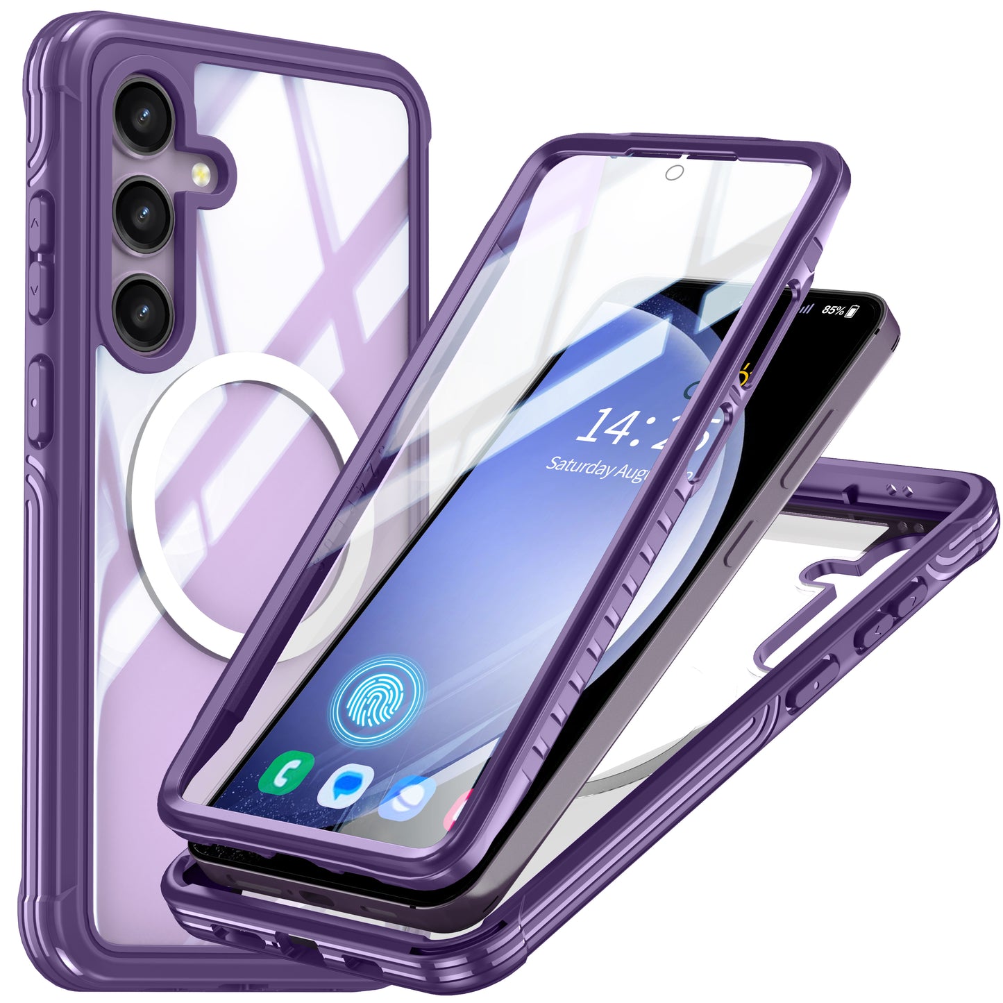 LuxuryKase Shockproof Front & Back Cover with Full Body Protection | Strong Grip | Camera & Screen Guard | Wireless Charging Support | Durable TPU+PC Design Cover For iPhone & Samsung Series