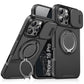LuxuryKase Shockproof Magnetic Case with Slide Camera Cover | 360° Rotating Ring Kickstand | Mag-Safe Compatible | Rugged Armor Protection For iPhone Series