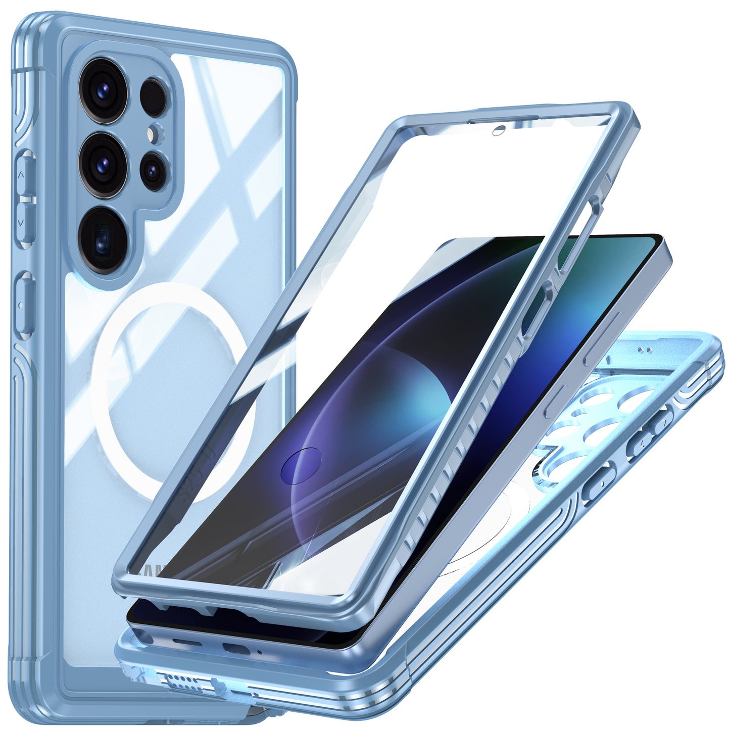 LuxuryKase Shockproof Front & Back Cover with Full Body Protection | Strong Grip | Camera & Screen Guard | Wireless Charging Support | Durable TPU+PC Design Cover For iPhone & Samsung Series