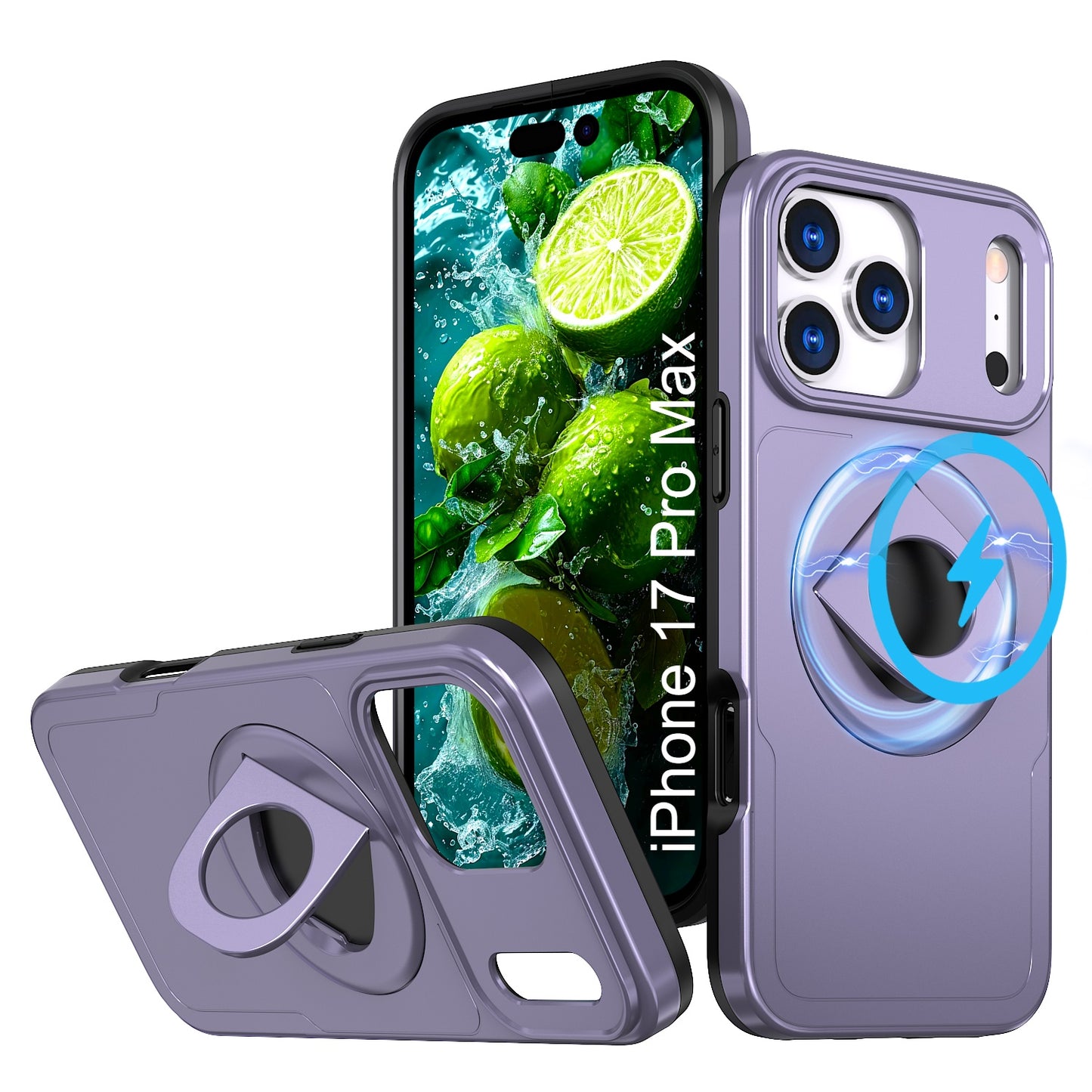 LuxuryKase Shockproof Rugged Back Cover | Heavy Duty Armor Case with MagSafe Compatible 360° Ring Holder | Finger Ring Kickstand | Drop Protection For iPhone & Samsung Series