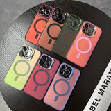 LuxuryKase Mag-Safe Shockproof Gradient Matte Case | Metal Camera Lens Protector & Kickstand | Slim & Edge Protective Cover For iPhone