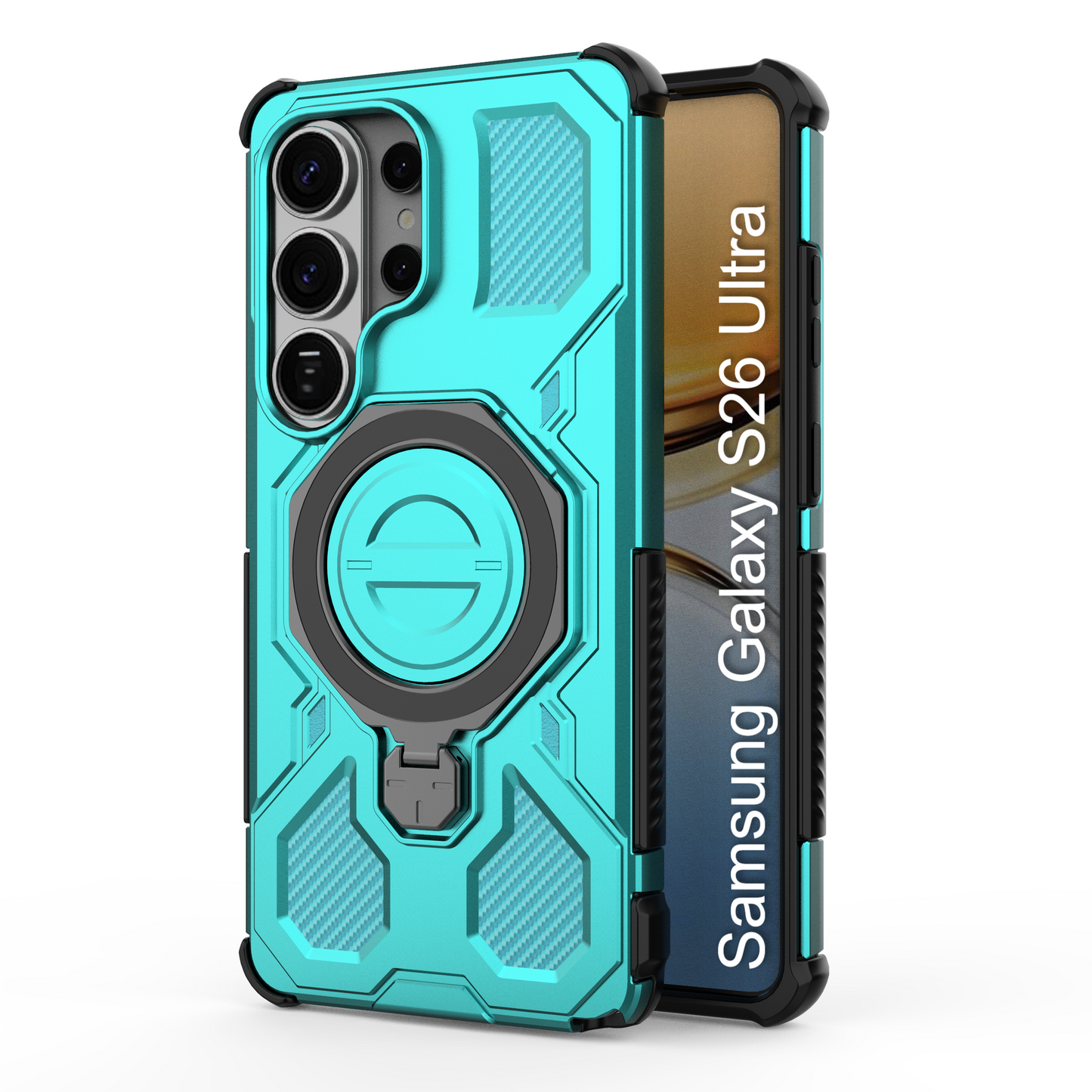 LuxuryKase Armour Ring Stand Case | 360° Rotating Kickstand | Heavy Duty Protection | Rugged Hybrid TPU+PC Design | Camera Protection | MagSafe Compatible For iPhone & Samsung Series